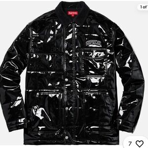 Supreme Quilted Patent Vinyl Work Jacket Black SS18